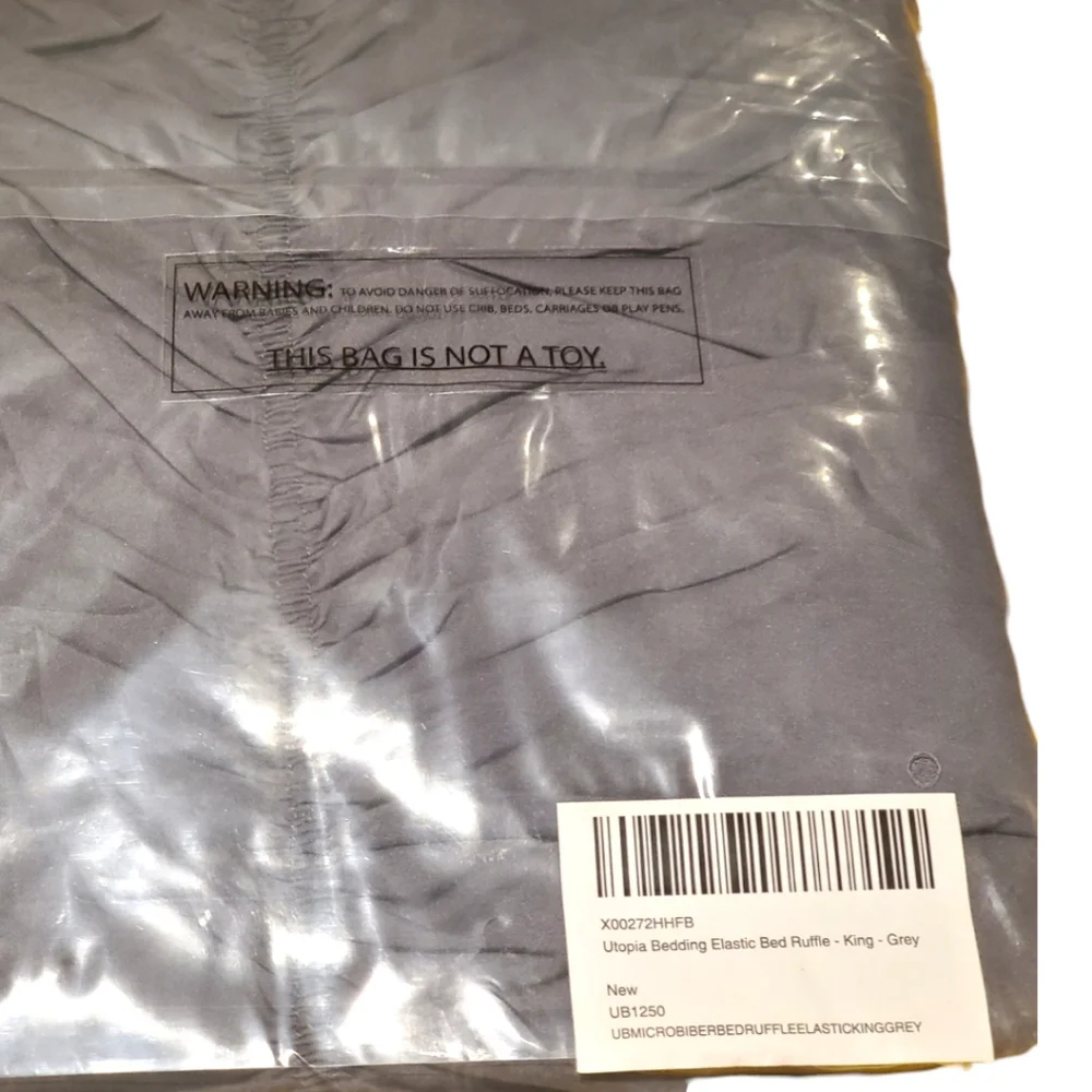 King Size EASY Gray bed Skirt ,NEW!